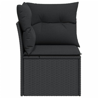 Garden Sofa Corner with Cushions Black Poly Rattan Payday Deals