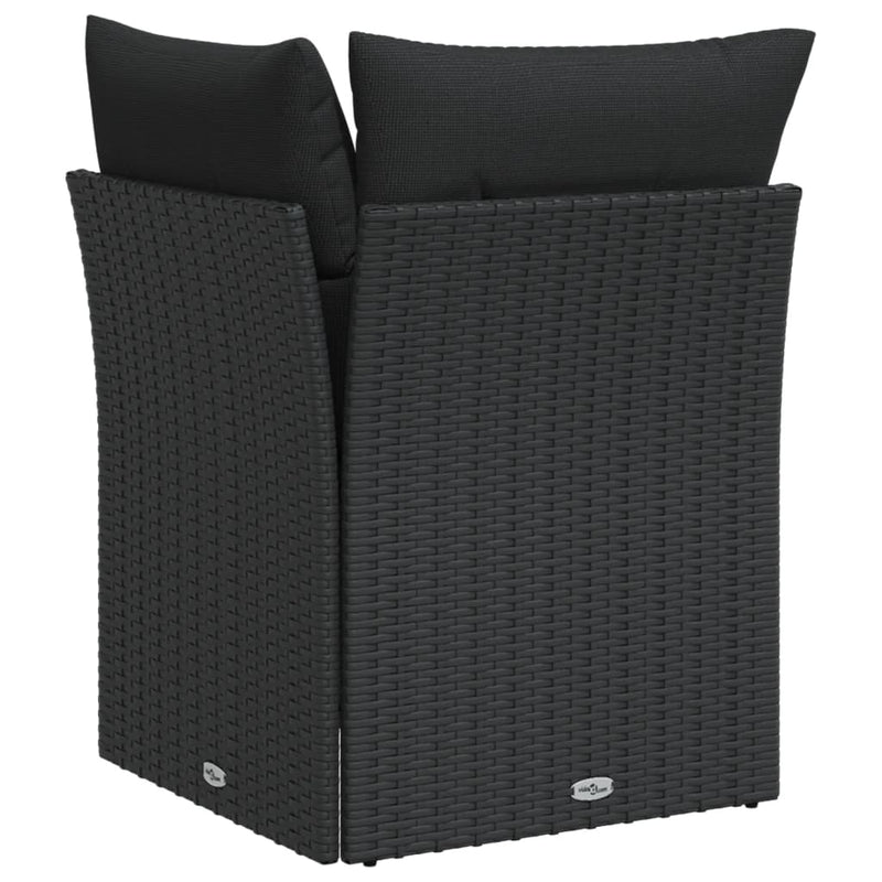 Garden Sofa Corner with Cushions Black Poly Rattan Payday Deals