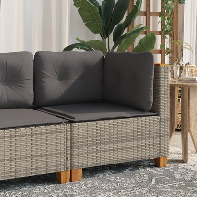 Garden Sofa Corner with Cushions Grey Poly Rattan Payday Deals