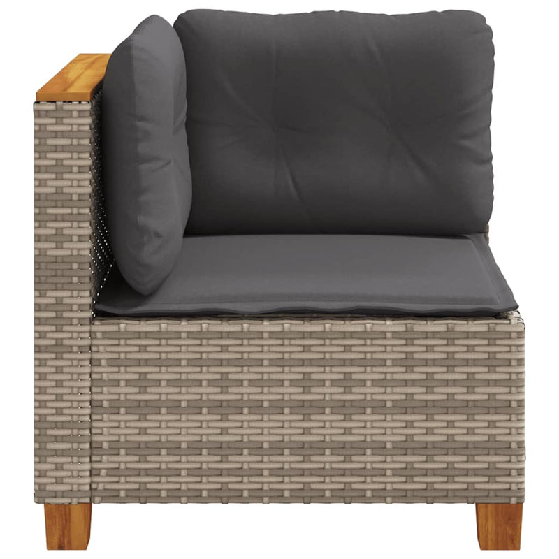 Garden Sofa Corner with Cushions Grey Poly Rattan Payday Deals
