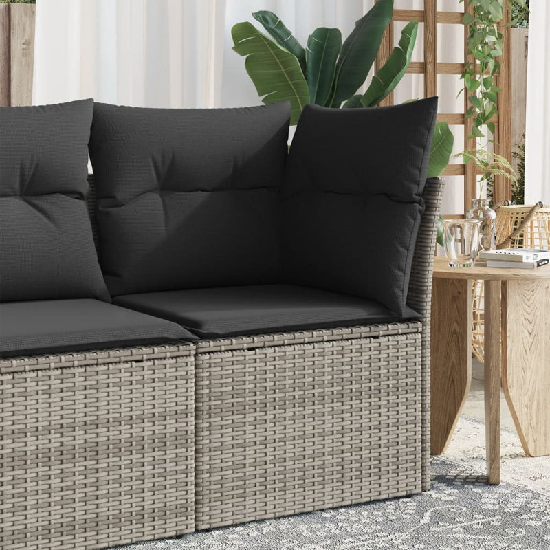 Garden Sofa Corner with Cushions Grey Poly Rattan Payday Deals