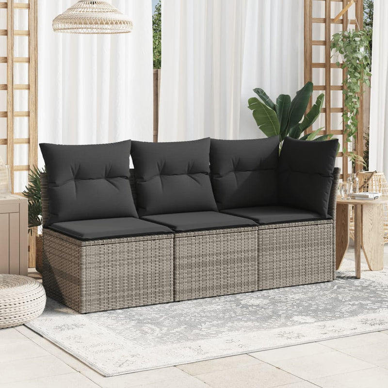 Garden Sofa Corner with Cushions Grey Poly Rattan Payday Deals