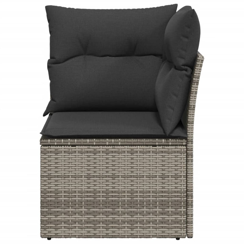 Garden Sofa Corner with Cushions Grey Poly Rattan Payday Deals