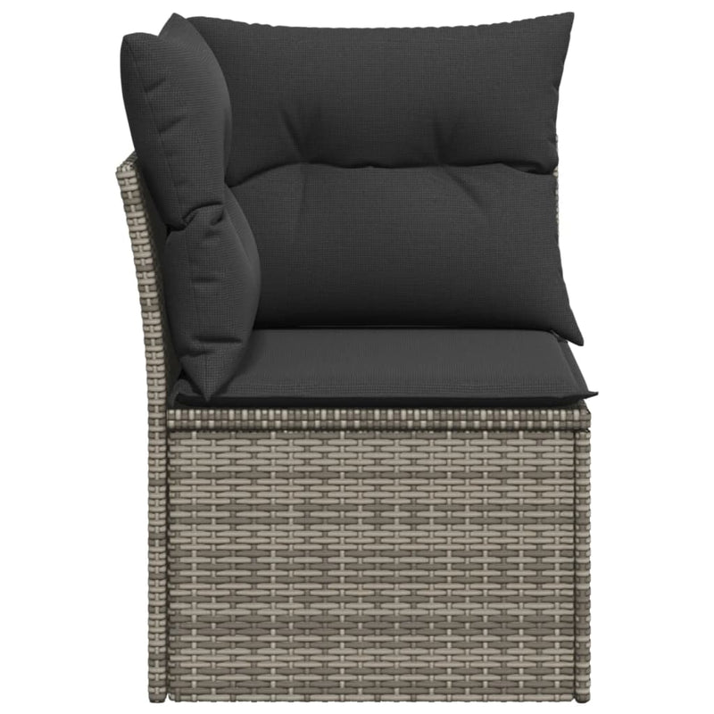 Garden Sofa Corner with Cushions Grey Poly Rattan Payday Deals