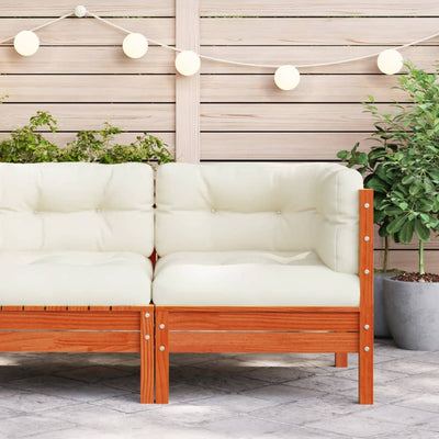 Garden Sofa Corner with Cushions Wax Brown Solid Wood Pine Payday Deals