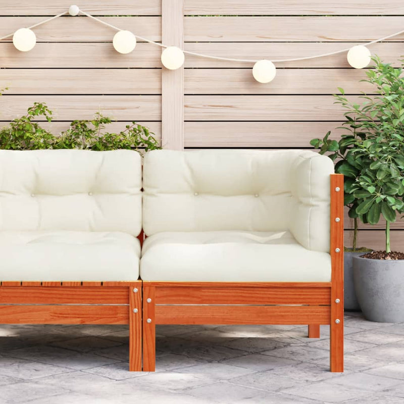 Garden Sofa Corner with Cushions Wax Brown Solid Wood Pine Payday Deals