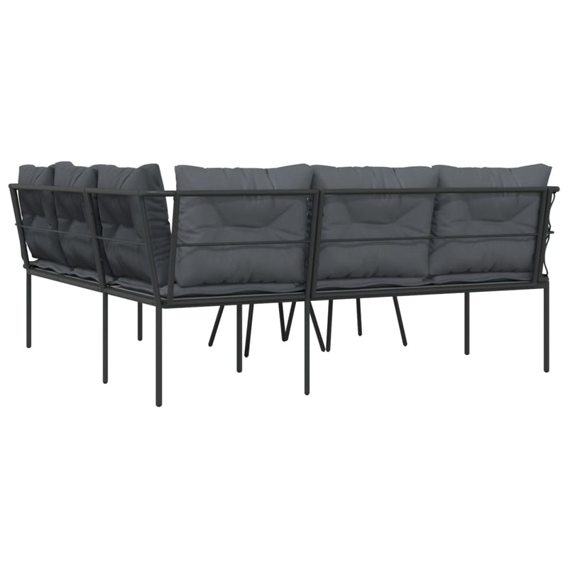 Garden Sofa Set with Cushions Black Steel and Textilene Payday Deals