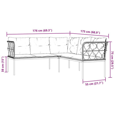 Garden Sofa Set with Cushions Black Steel and Textilene Payday Deals