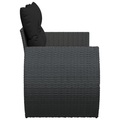 Garden Sofa with Cushions 2-Seater Black Poly Rattan Payday Deals