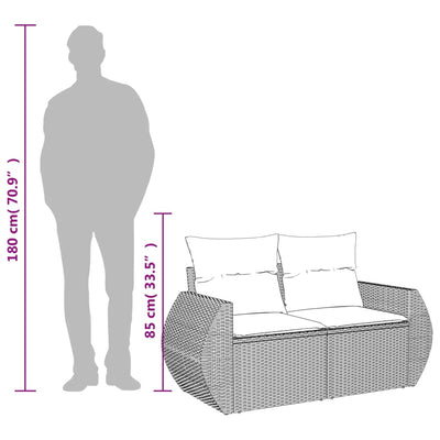Garden Sofa with Cushions 2-Seater Black Poly Rattan Payday Deals
