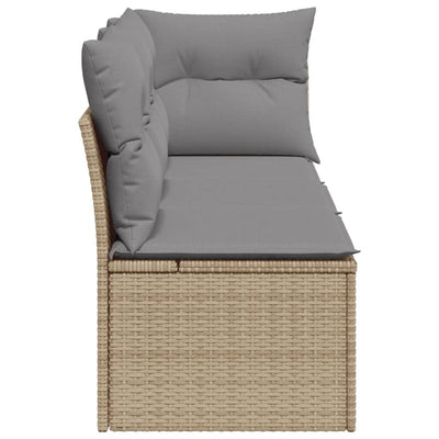 Garden Sofa with Cushions 3-Seater Beige Poly Rattan Payday Deals