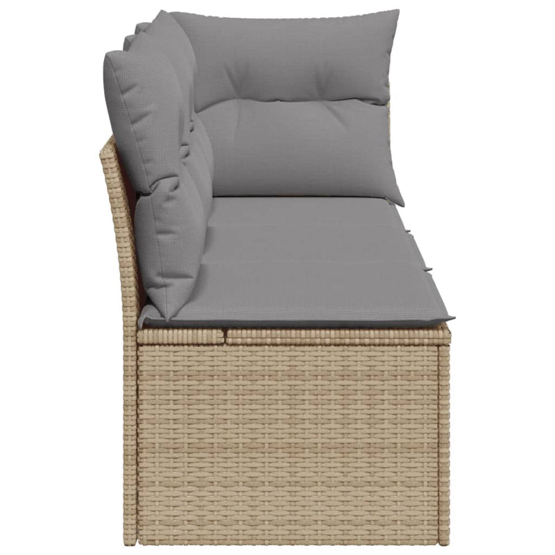 Garden Sofa with Cushions 3-Seater Beige Poly Rattan Payday Deals