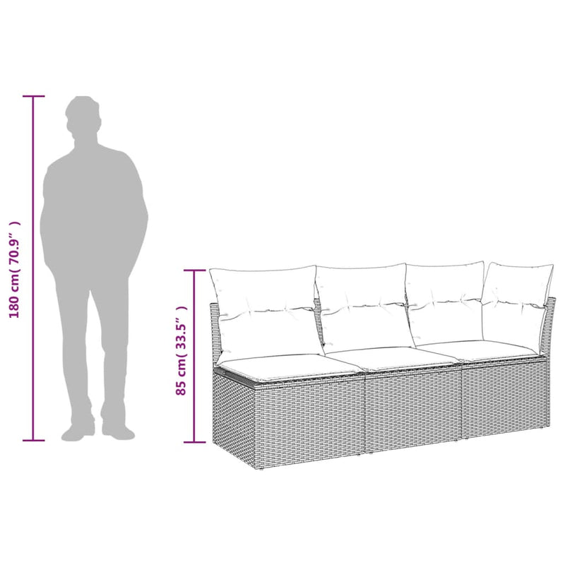 Garden Sofa with Cushions 3-Seater Beige Poly Rattan Payday Deals