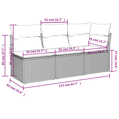 Garden Sofa with Cushions 3-Seater Beige Poly Rattan Payday Deals