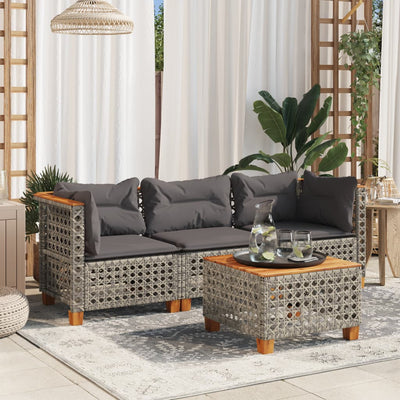 Garden Sofa with Cushions 3-Seater Grey Poly Rattan Payday Deals