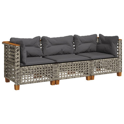 Garden Sofa with Cushions 3-Seater Grey Poly Rattan Payday Deals