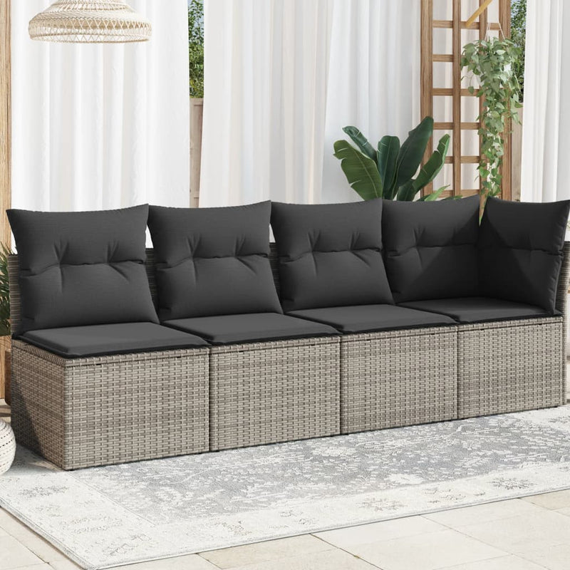 Garden Sofa with Cushions 4-Seater Grey Poly Rattan Payday Deals