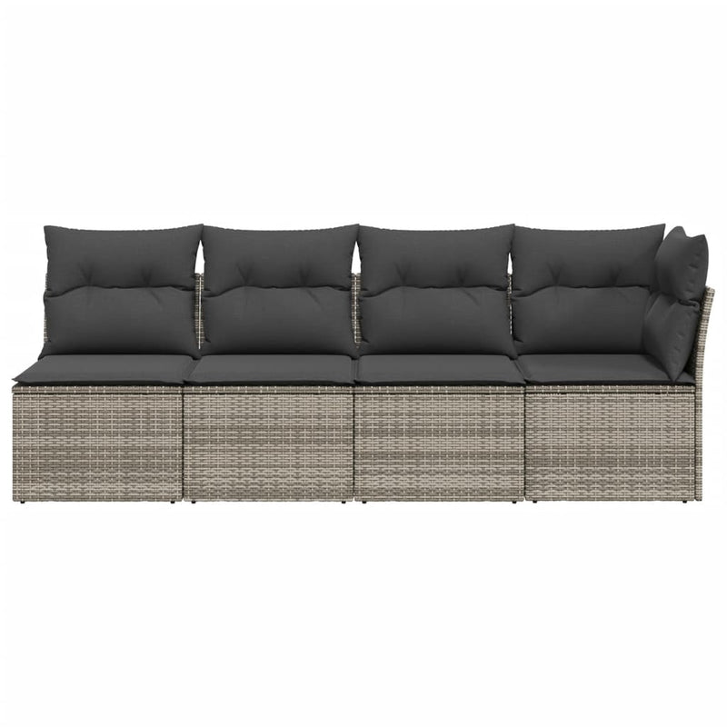 Garden Sofa with Cushions 4-Seater Grey Poly Rattan Payday Deals