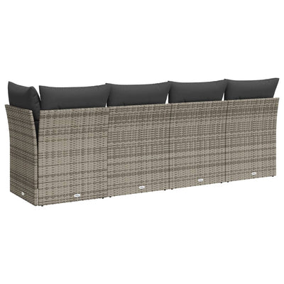Garden Sofa with Cushions 4-Seater Grey Poly Rattan Payday Deals