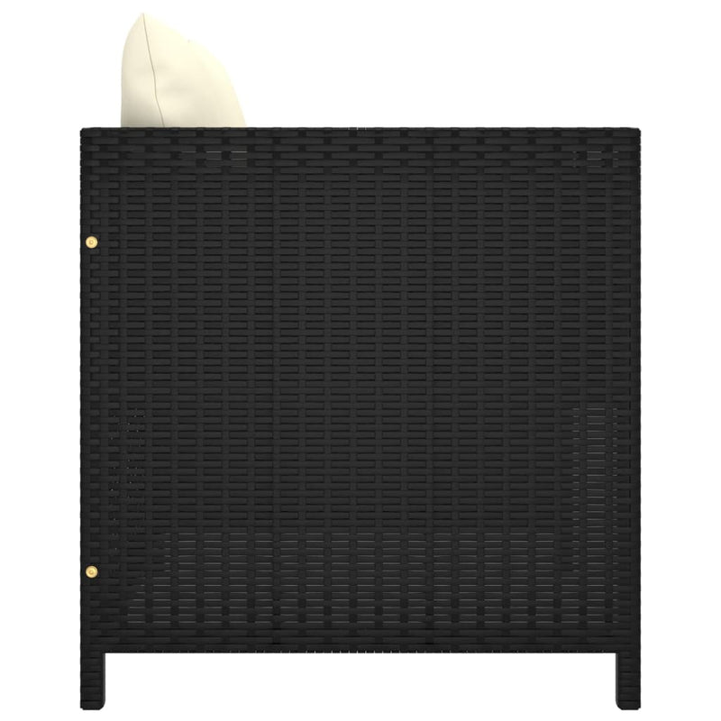 Garden Sofa with Cushions Black Poly Rattan Payday Deals