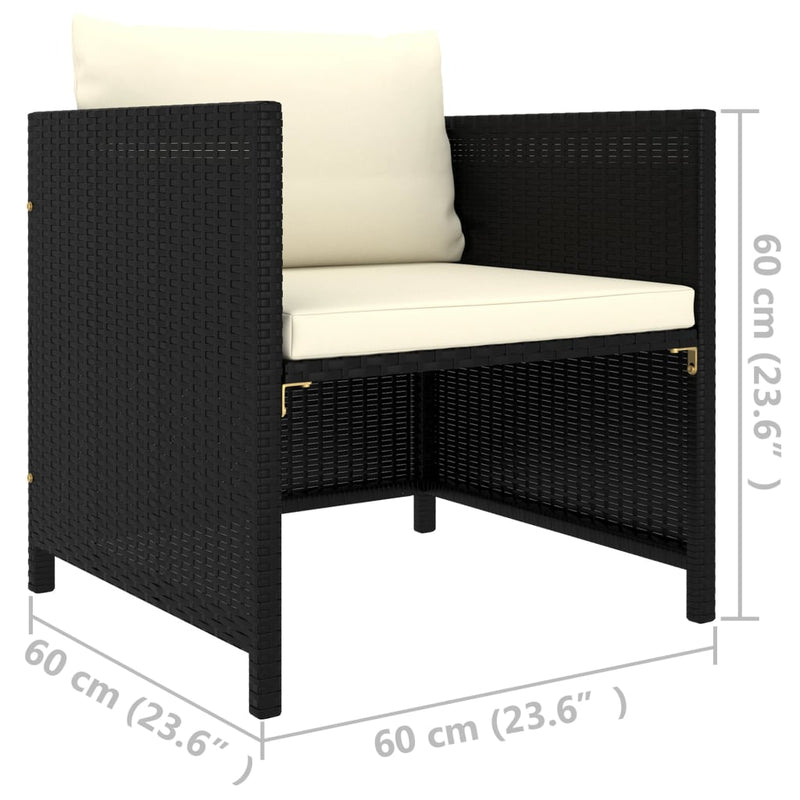 Garden Sofa with Cushions Black Poly Rattan Payday Deals