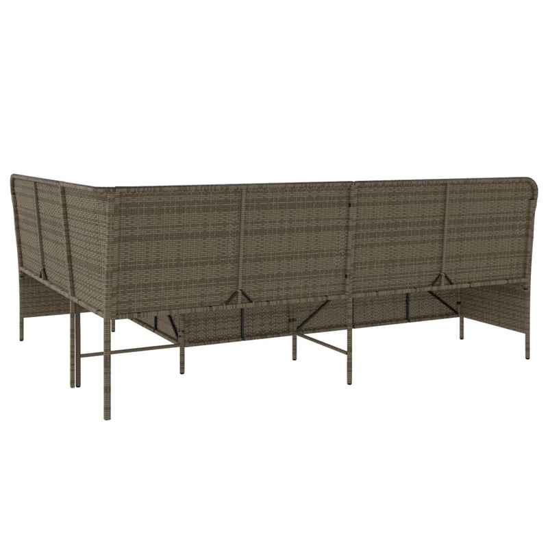 Garden Sofa with Cushions L-Shaped Grey Poly Rattan Payday Deals