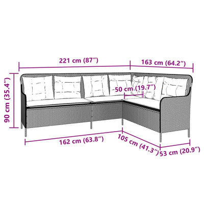 Garden Sofa with Cushions L-Shaped Grey Poly Rattan Payday Deals