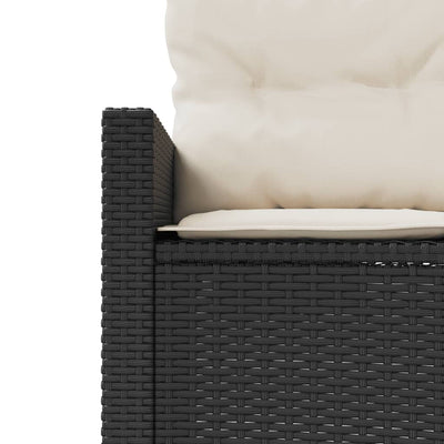 Garden Sofa with Table and Cushions Half-Round Black Poly Rattan Payday Deals