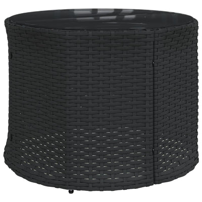 Garden Sofa with Table and Cushions Half-Round Black Poly Rattan Payday Deals