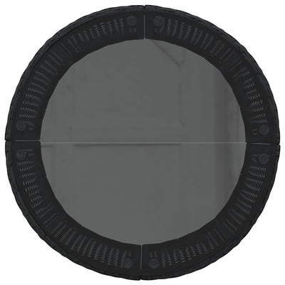 Garden Sofa with Table and Cushions Half-Round Black Poly Rattan Payday Deals