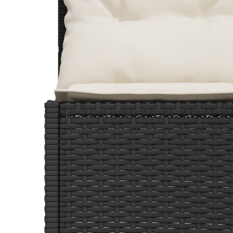Garden Sofa with Table and Cushions Half-Round Black Poly Rattan Payday Deals