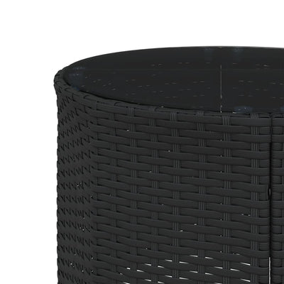 Garden Sofa with Table and Cushions Half-Round Black Poly Rattan Payday Deals