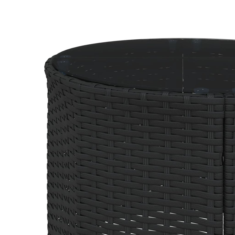 Garden Sofa with Table and Cushions Half-Round Black Poly Rattan Payday Deals