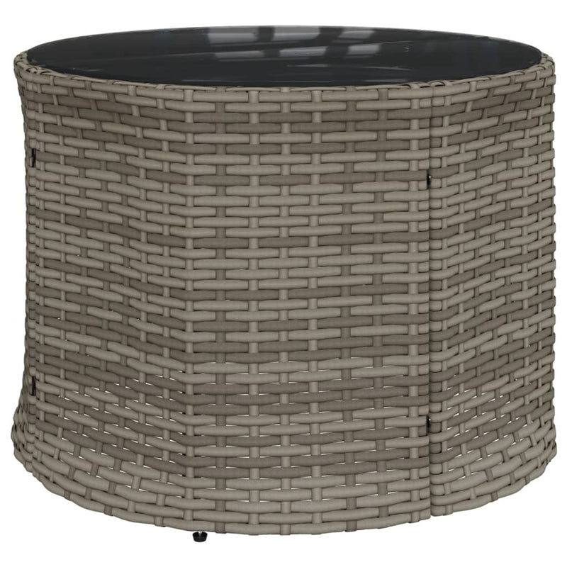 Garden Sofa with Table and Cushions Half-Round Grey Poly Rattan Payday Deals