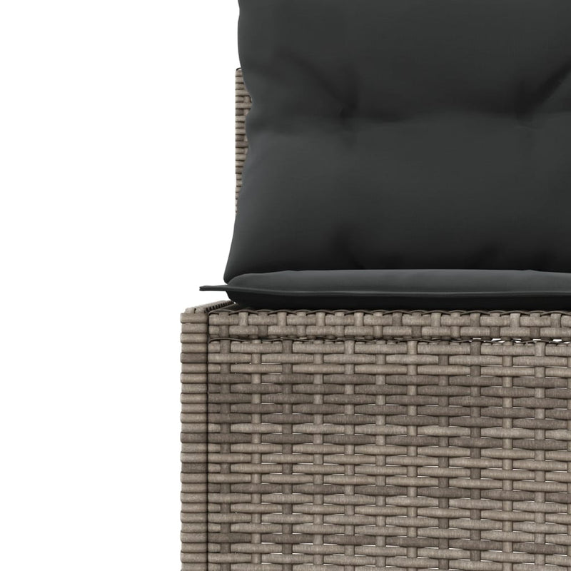 Garden Sofa with Table and Cushions Half-Round Grey Poly Rattan Payday Deals