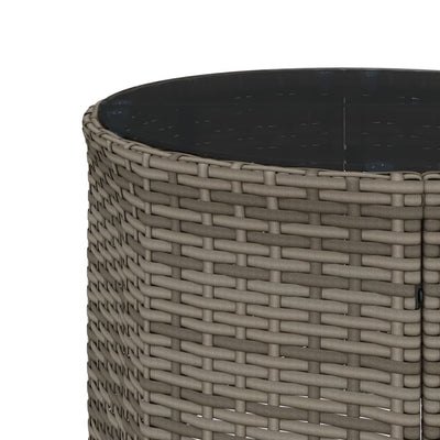 Garden Sofa with Table and Cushions Half-Round Grey Poly Rattan Payday Deals