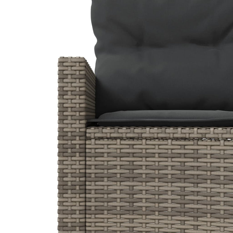 Garden Sofa with Table and Cushions Half-Round Grey Poly Rattan Payday Deals