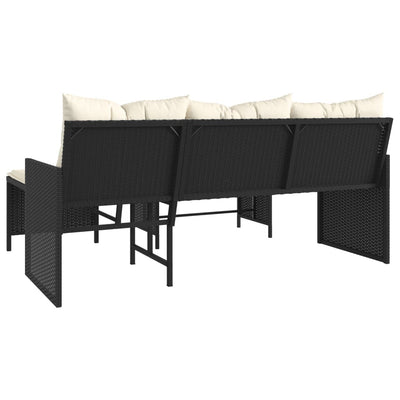 Garden Sofa with Table and Cushions L-Shaped Black Poly Rattan Payday Deals