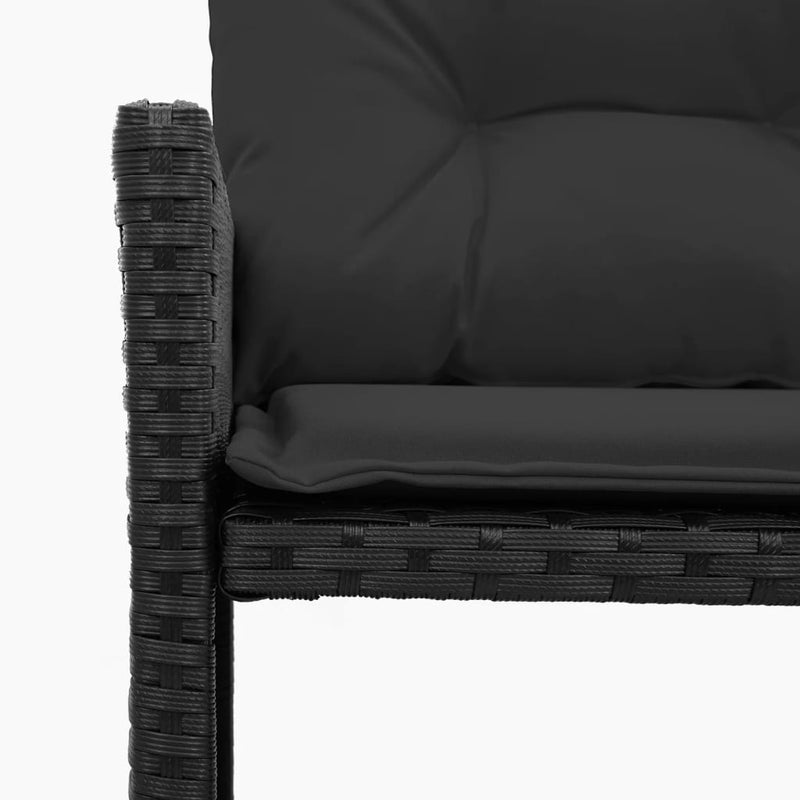 Garden Sofa with Table and Cushions L-Shaped Black Poly Rattan Payday Deals