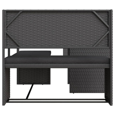 Garden Sofa with Table and Cushions L-Shaped Black Poly Rattan Payday Deals