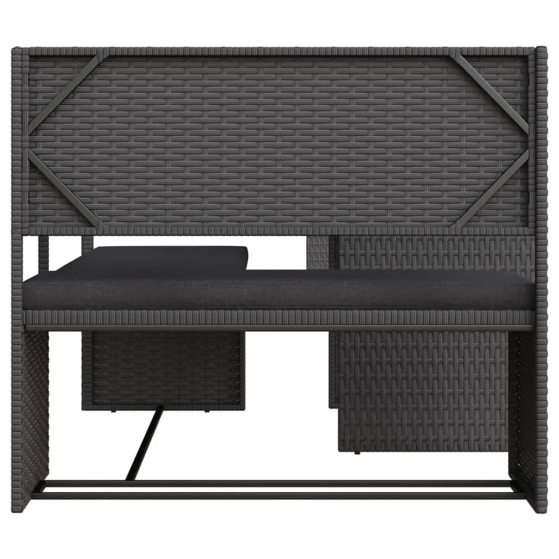 Garden Sofa with Table and Cushions L-Shaped Black Poly Rattan Payday Deals