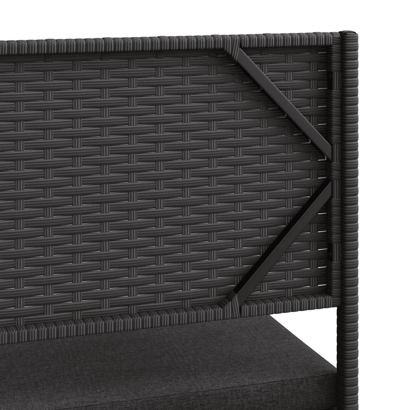 Garden Sofa with Table and Cushions L-Shaped Black Poly Rattan Payday Deals