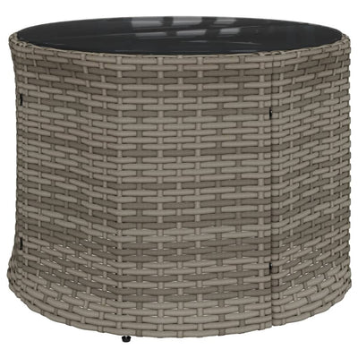 Garden Sofa with Table and Cushions Round Grey Poly Rattan Payday Deals