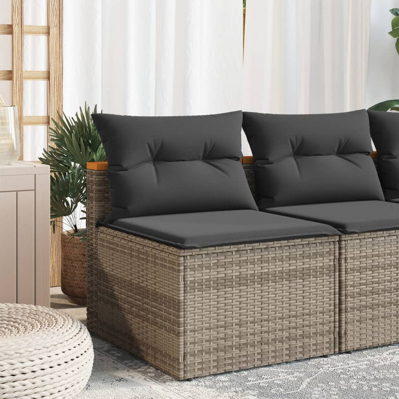 Garden Sofas Armless with Cushions 2 pcs Grey Poly Rattan Payday Deals