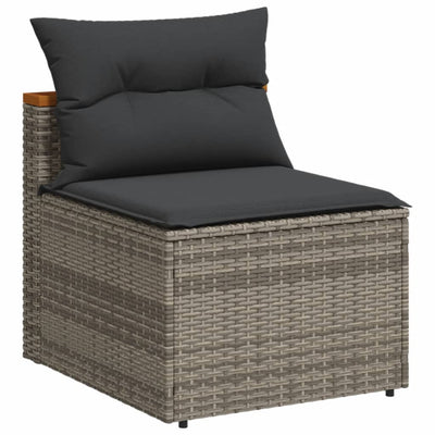 Garden Sofas Armless with Cushions 2 pcs Grey Poly Rattan Payday Deals