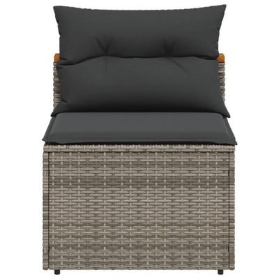 Garden Sofas Armless with Cushions 2 pcs Grey Poly Rattan Payday Deals