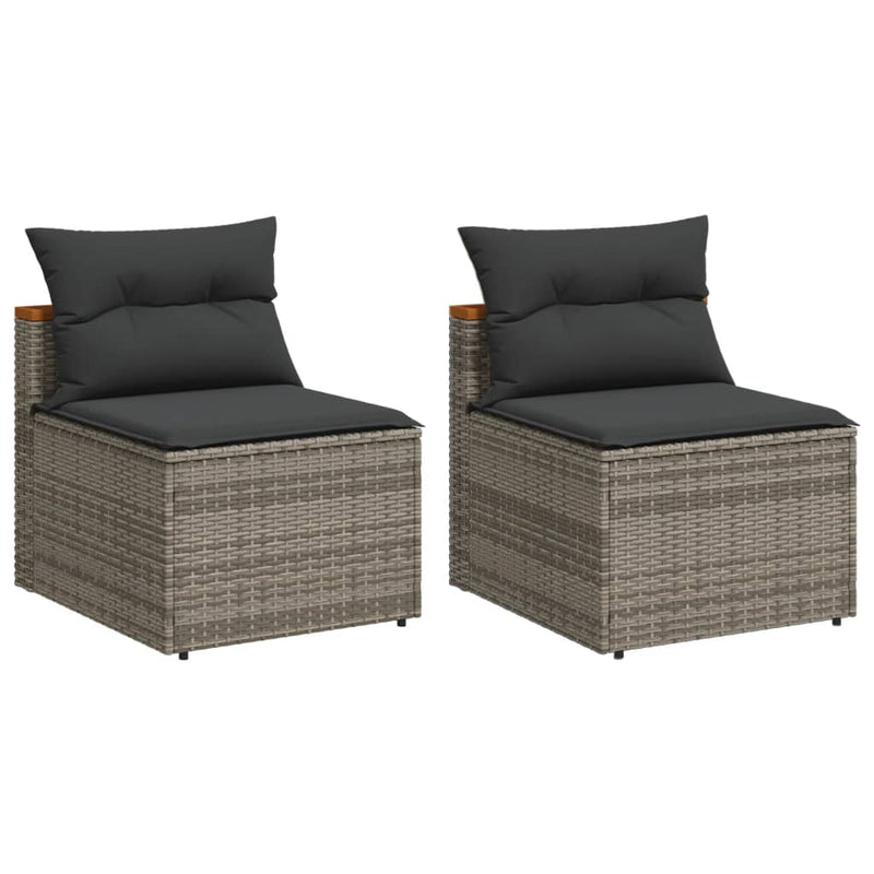 Garden Sofas Armless with Cushions 2 pcs Grey Poly Rattan Payday Deals