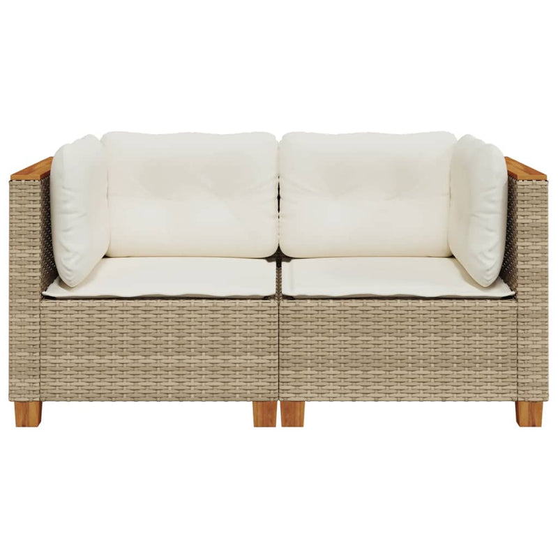 Garden Sofas Corner with Cushions 2 pcs Beige Poly Rattan Payday Deals