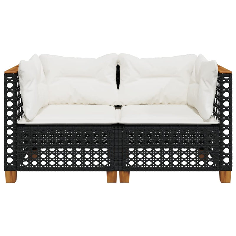Garden Sofas Corner with Cushions 2 pcs Black Poly Rattan Payday Deals
