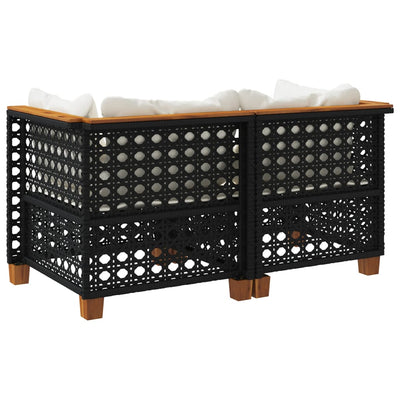 Garden Sofas Corner with Cushions 2 pcs Black Poly Rattan Payday Deals